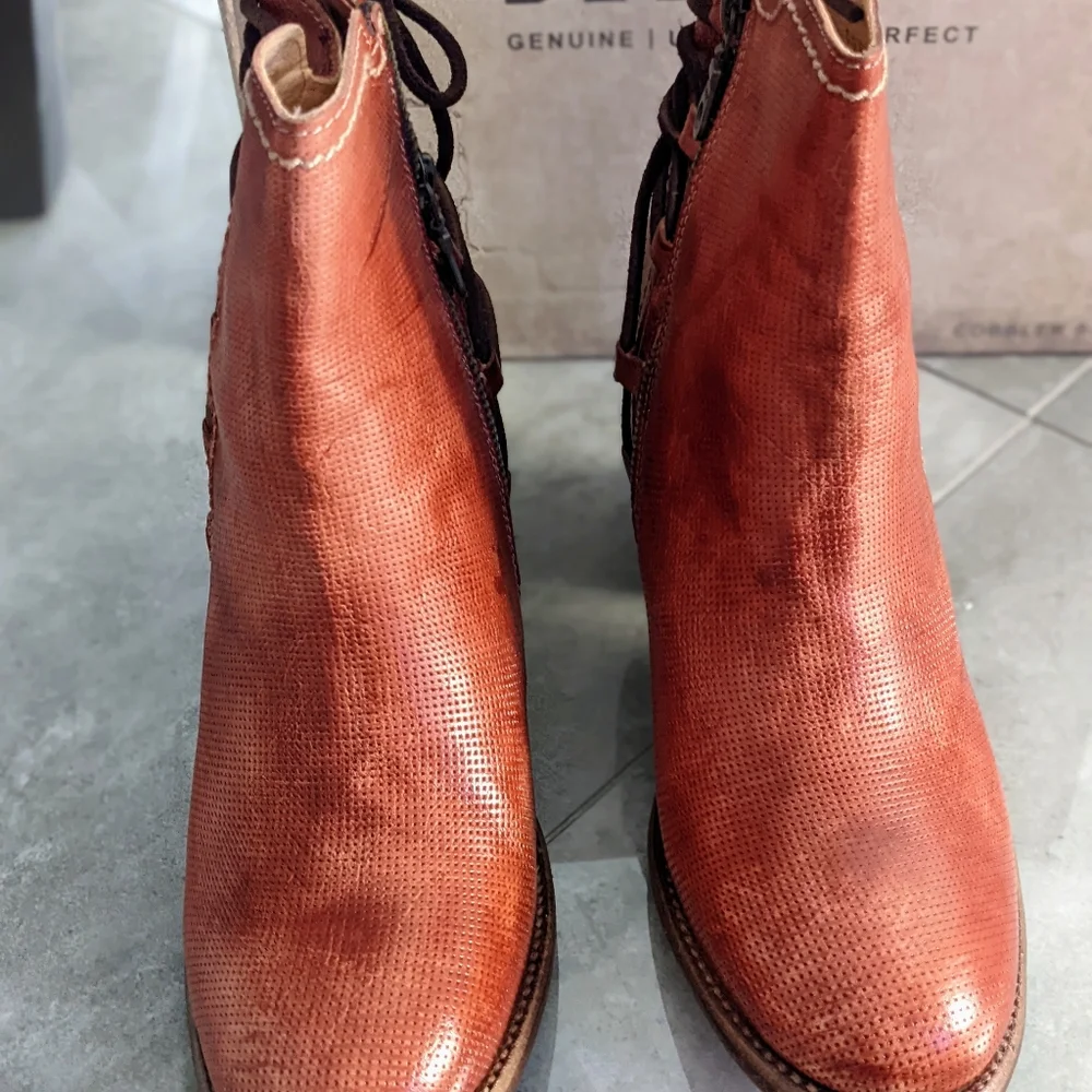 Bed Stu Burnt Orange Leather Lace-Up Ankle Boots